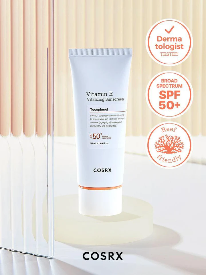 COSRX Vitamin E Vitalizing Sunscreen SPF50+ PA+++ – Broad Spectrum UV Protection (50ml)